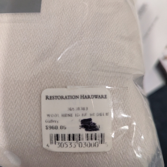 Restoration Hardware Italian Wool Herringbone Curtain Panel 96X100 Natural Ivory - Picture 10 of 10